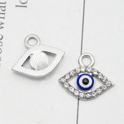 30Pcs Mixed Rhinestone Evil Eye Connector Charm Pendant for Craft DIY Necklace Bracelet Earrings Making