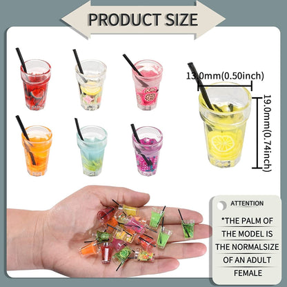 30Pcs Small Resin Fruit Drink Cup Bottle Charms Mini Bottle Charm Pendants for Necklace Earring DIY Crafts Hanging Keychain Bag Decoration (A399)
