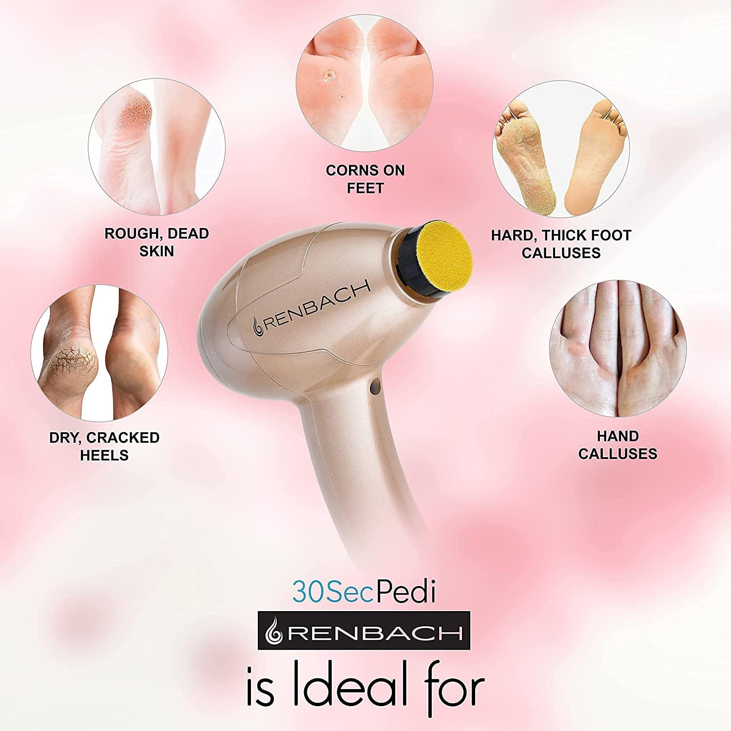 30Secpedi by Renbach | Electric Callus Remover for Feet, Heels & Hands | Foot File Scraper, Electronic Sander, Provides Care for Dry, Dead, Hard, Tough, Cracked Skin, Gives Soft Comfortable Feet Health & Beauty > Personal Care > Foot Care 30SecPedi   