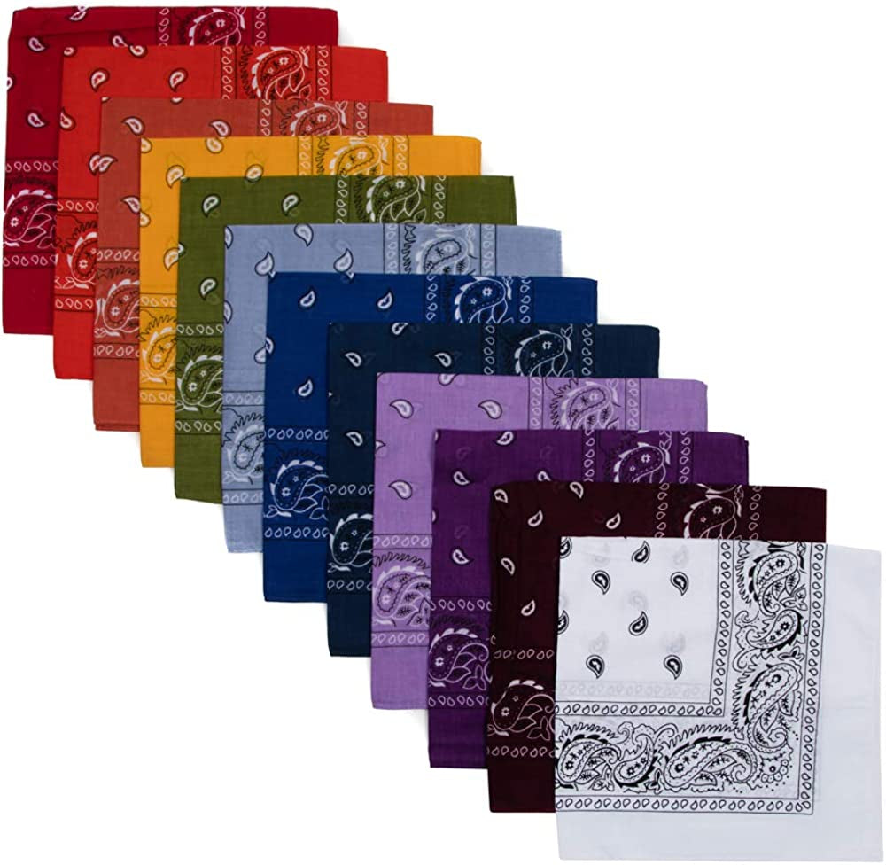 Lightweight Multicolored Cotton Bandana 12 Pack Apparel & Accessories > Clothing Accessories > Headwear Bioworld   