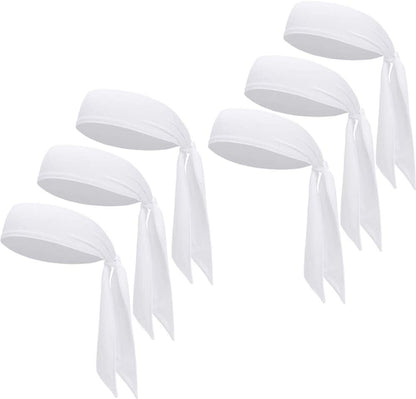 Sports Headband - Head Tie Tennis Tie Hairband - Sweatbands Headbands Wristbands Head Wrap - Ideal for Working Out,Tennis Apparel & Accessories > Clothing Accessories > Bandanas & Headties DEMIL 6pcs-all white  