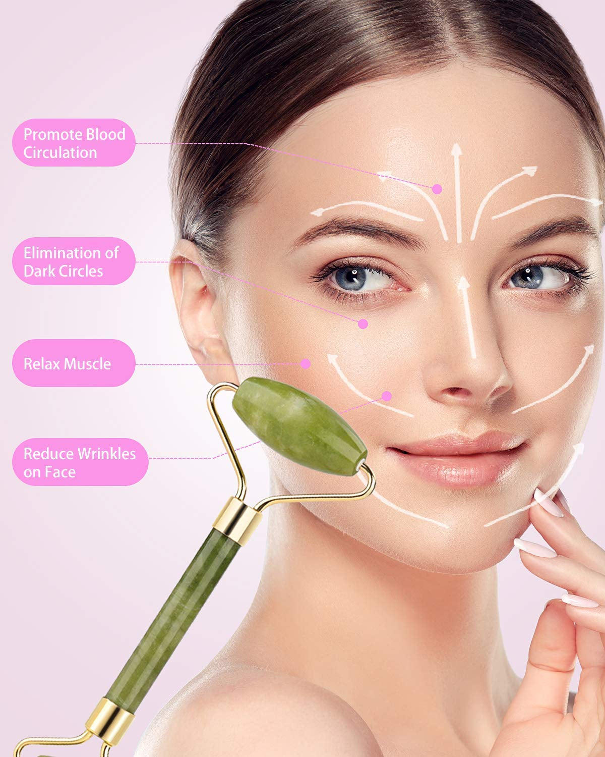 Jade Roller for Face, Jade Roller and Gua Sha Set, EUASOO 100% Real Natural Beauty Jade Facial Roller Massage Tool for Face Eyes Neck Body – anti Aging Beauty Treatment Health & Beauty > Personal Care > Cosmetics > Cosmetic Tools > Skin Care Tools EUASOO   