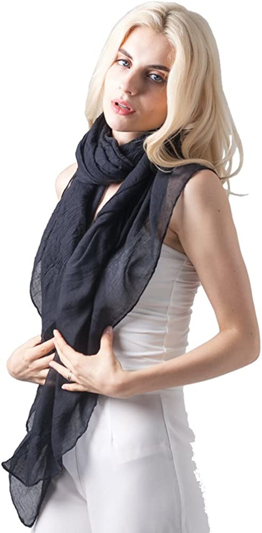 Missshorthair Womens Solid Color Scarfs Long Lightweight Scarf for Women Large Sheer Wrap Shawl Apparel & Accessories > Clothing Accessories > Scarves & Shawls MissShorthair 1 Black  