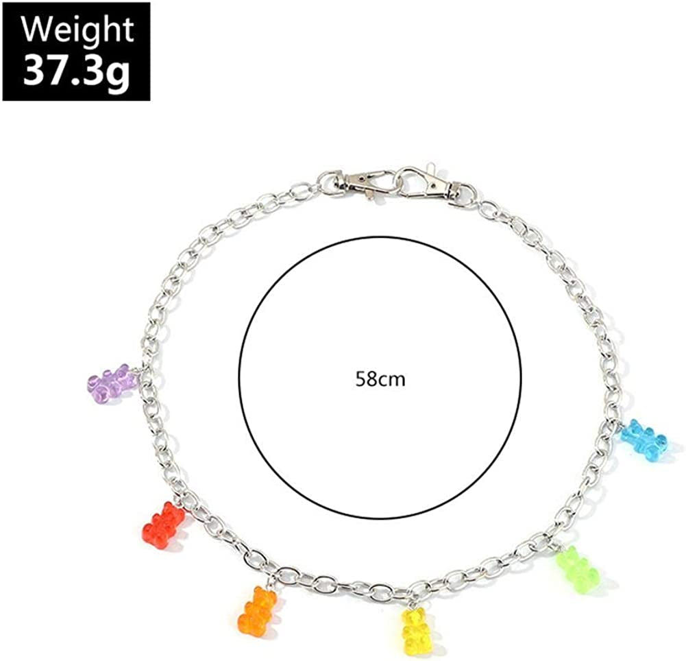 Punk Mushroom Dice Gummy Bear Pendant Pocket Wallet Chain Silver Color Butterfly Dinosaur Jean Pants Belt Chains Hip Hop Thorn Waist Belly Body Chain for Women Girls Jewelry(Bear) Apparel & Accessories > Jewelry > Body Jewelry U ONE   