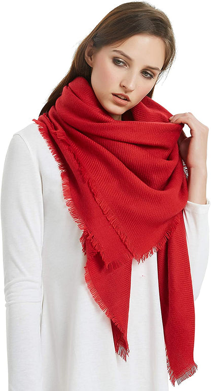VIVIAN & VINCENT Soft Classic Luxurious Blanket Solid Color Square Scarf Wrap Apparel & Accessories > Clothing Accessories > Scarves & Shawls VIVIAN & VINCENT Red  