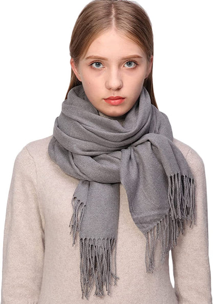 RIIQIICHY Women'S Scarf Pashmina Shawls and Wraps for Evening Dress Bridesmaid Wedding Bridal Winter Warm Long Large Scarves Apparel & Accessories > Clothing Accessories > Scarves & Shawls RIIQIICHY Gray  