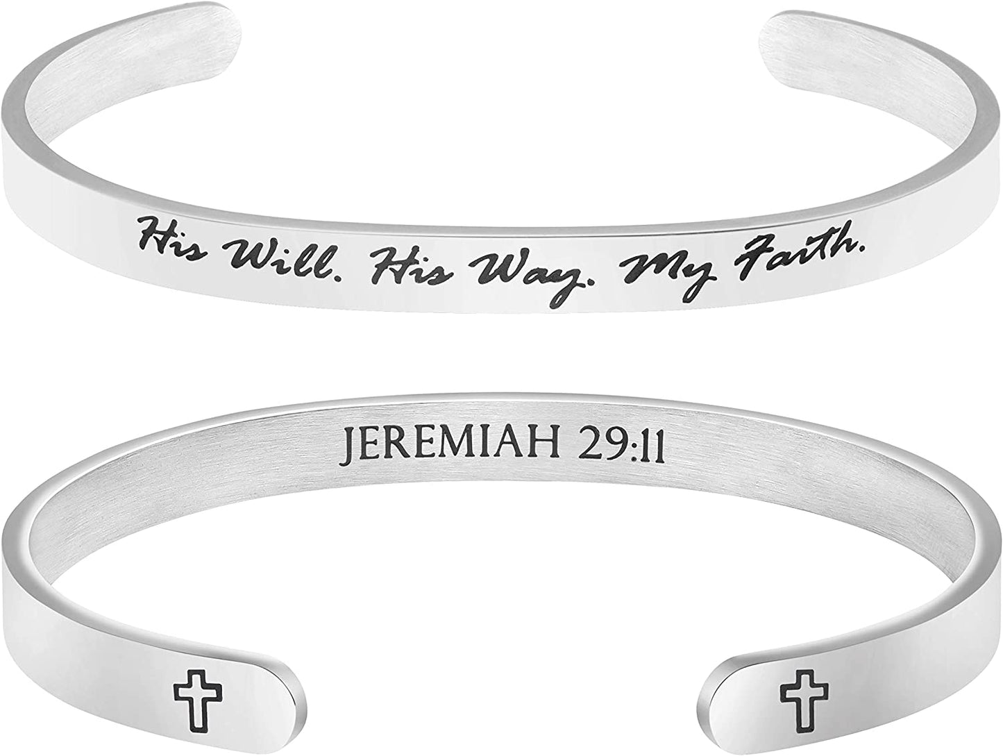 Christian Bracelets for Women Inspirational Gifts Bible Verse Religious Faith Jewelry Cuff Bracelet Mothers Day Christmas Birthday Jewelry for Her Mother Daughter Apparel & Accessories > Jewelry > Bracelets Memgift JEREMIAH 29:11-His will his way my faith  