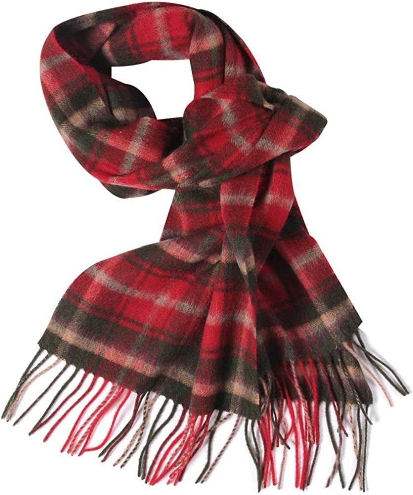 WAMSOFT 100% Pure Wool Scarf, Thick Long Plaid Scarf Winter Tartan Scarves for Men Women… Apparel & Accessories > Clothing Accessories > Scarves & Shawls WAMSOFT Bright Red Tartan  