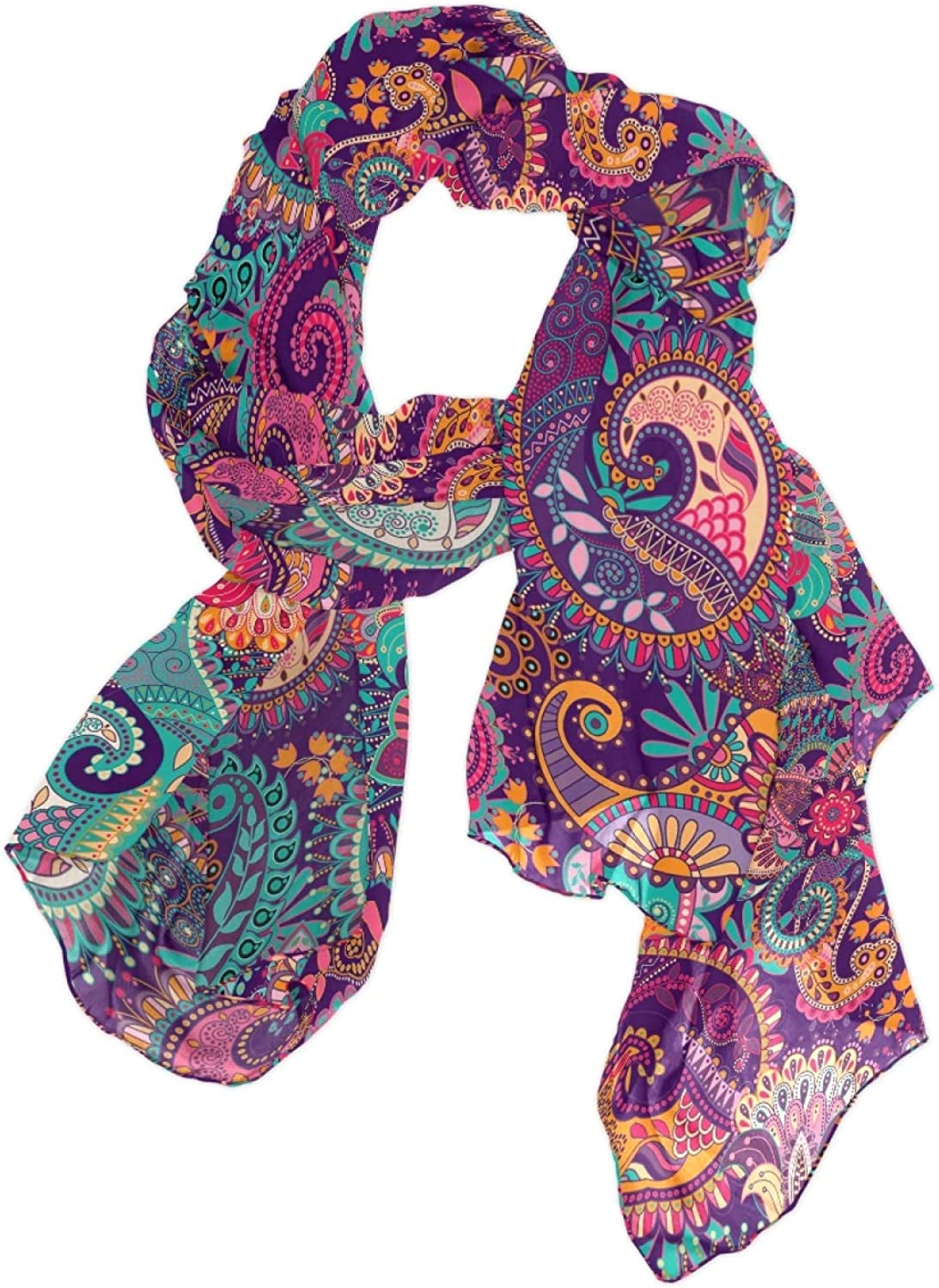Women Long Silk Scarf, Satin Shawl Chiffon Large Stole Headscarf Sunscreen Wrap Apparel & Accessories > Clothing Accessories > Scarves & Shawls Oyihfvs Multi 12  