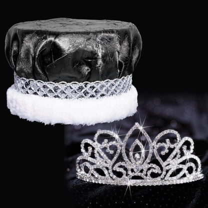 Crushed Satin King Crown and Adela Queen Tiara Royalty Set Apparel & Accessories > Clothing Accessories > Sashes Anderson's Black Crown  