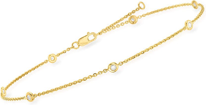 RS Pure by Ross-Simons Diamond Bezel-Set Diamond Station Anklet .20 Ct. T.W. Apparel & Accessories > Jewelry > Anklets Ross-Simons   
