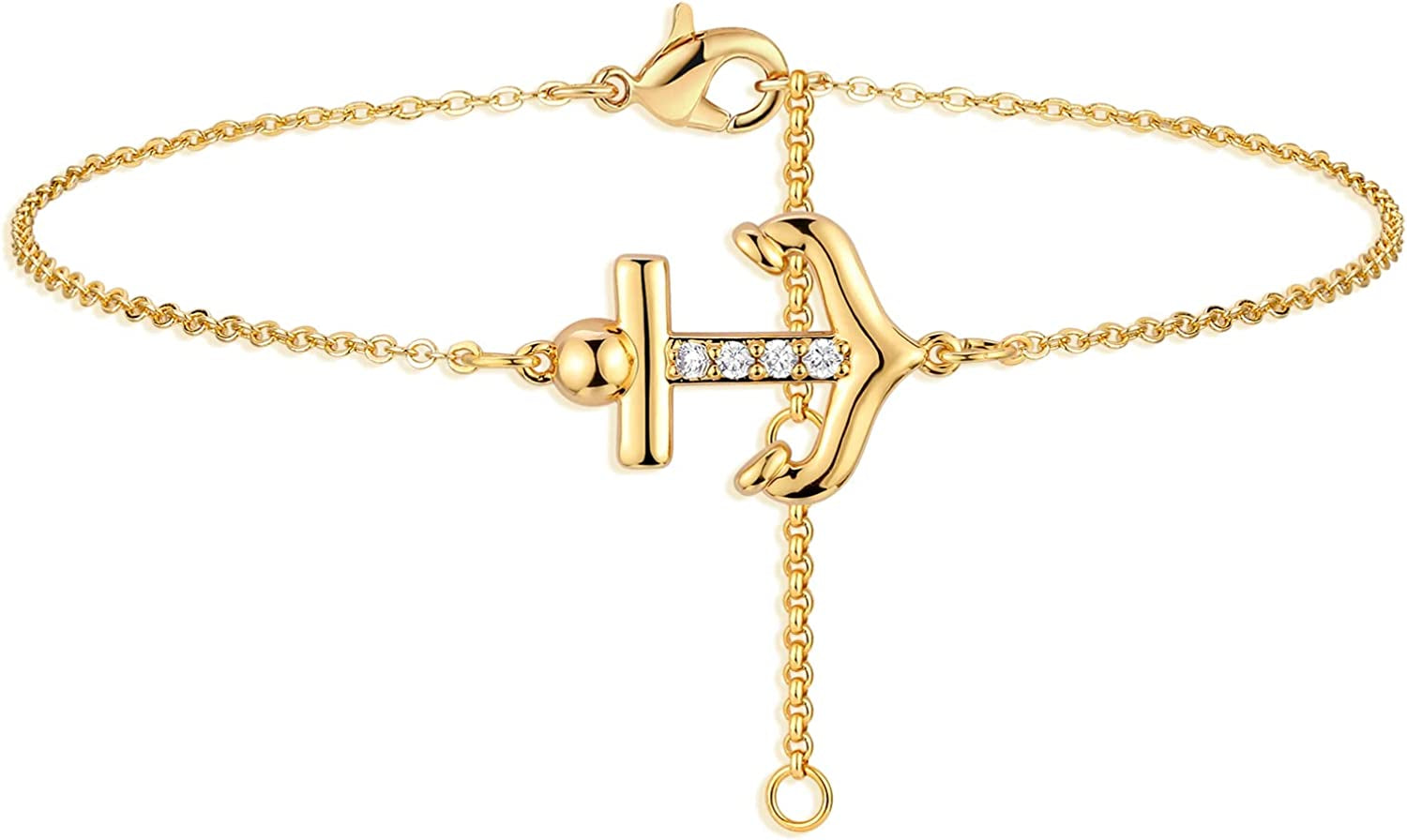 Dremmy Studios Simple Gold Chain Anklet,14K Gold/Silver Plated Dainty Summer Beach Anklets for Women Apparel & Accessories > Jewelry > Anklets DREMMY STUDIOS Anchor  