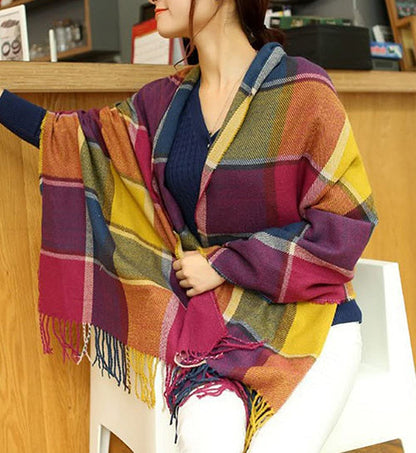 Wander Agio Women'S Fashion Long Shawl Big Grid Winter Warm Lattice Large Scarf Apparel & Accessories > Clothing Accessories > Scarves & Shawls Wander Agio   