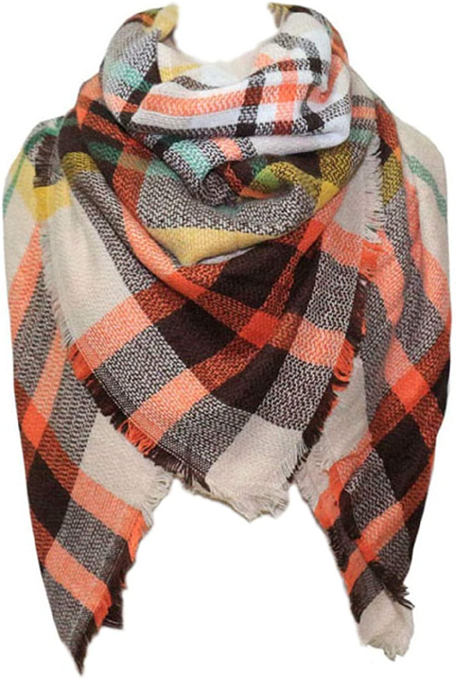 Plaid Scarf Soft Warm Tartan Shawl Cape Blanket Scarves Fashion Wrap Apparel & Accessories > Clothing Accessories > Scarves & Shawls vxsvxm Beige Orange Coffee  