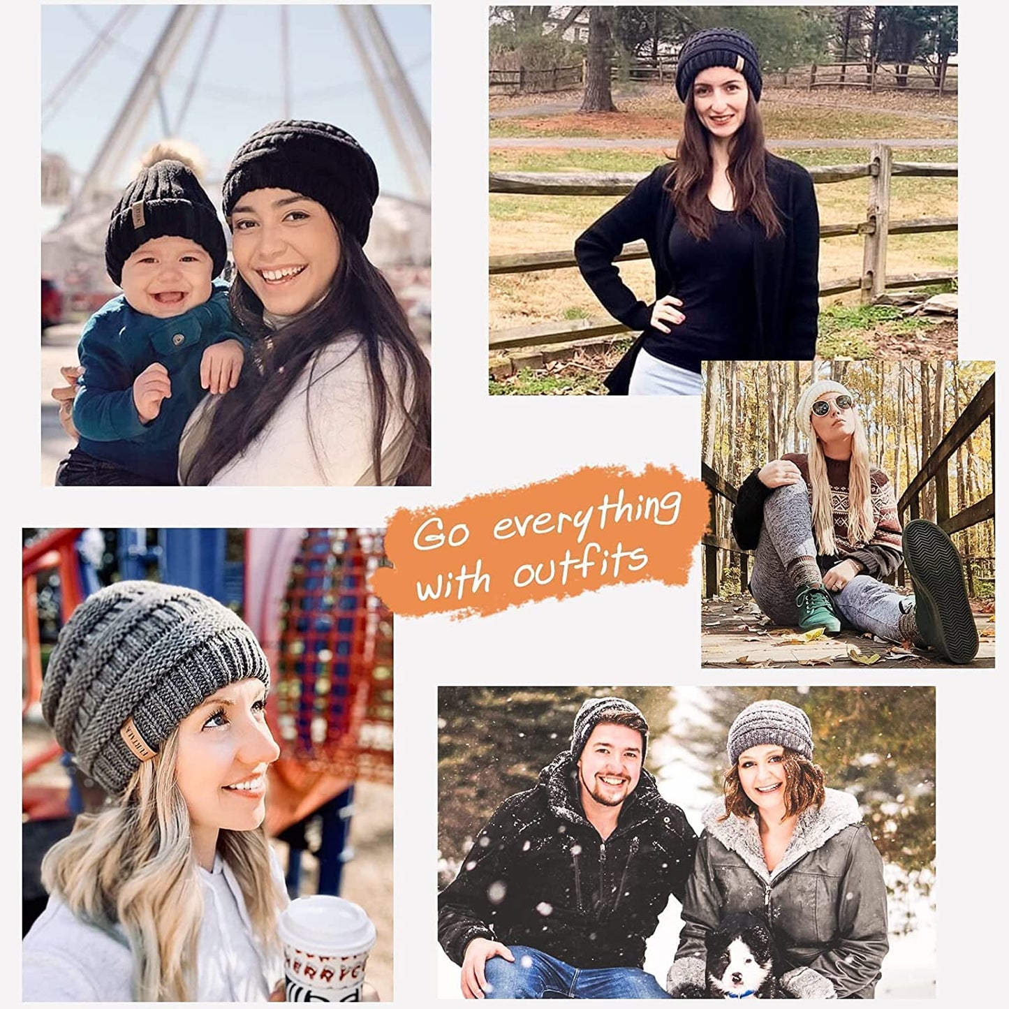 FURTALK Knit Beanie Hats for Women Men Fleece Lined Ski Skull Cap Slouchy Winter Hat Apparel & Accessories > Clothing Accessories > Hats KYLIE MAX   