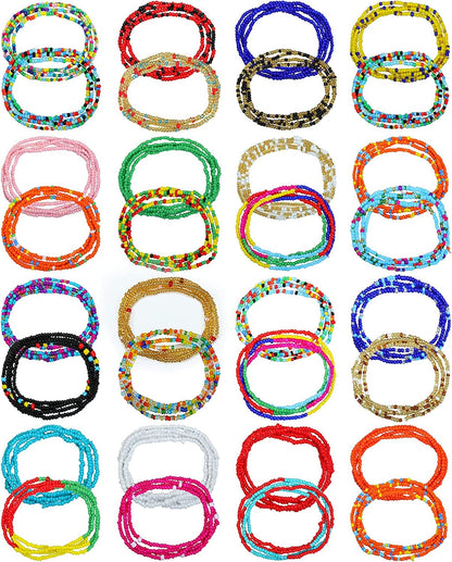 32 PCS Waist Bead Chains for Women Colorful Summer Body Chains Belly Beads Bikini Jewelry Chains Bead Waist Chains Set Apparel & Accessories > Jewelry > Body Jewelry KELAIEN Waist Bead Chains Set B  