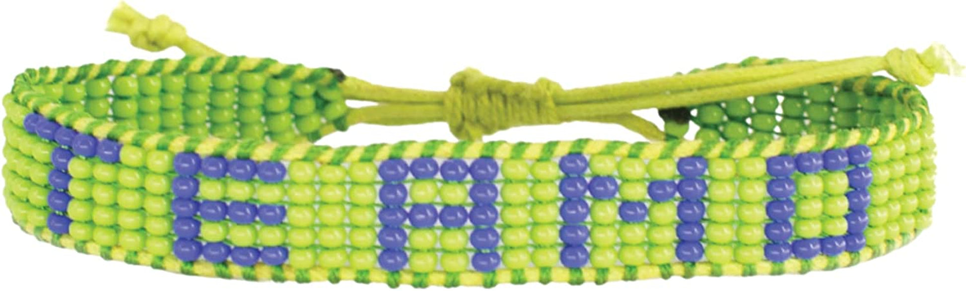 Ubuntu Life Love Beaded Woven Bracelet – Handmade Glass Bead Bracelet with Slide Closure, Made from Vegan Materials, Stackable Bohemian Bracelets for Women and Men Apparel & Accessories > Jewelry > Bracelets Ubuntu Life Lime Green / Blue  