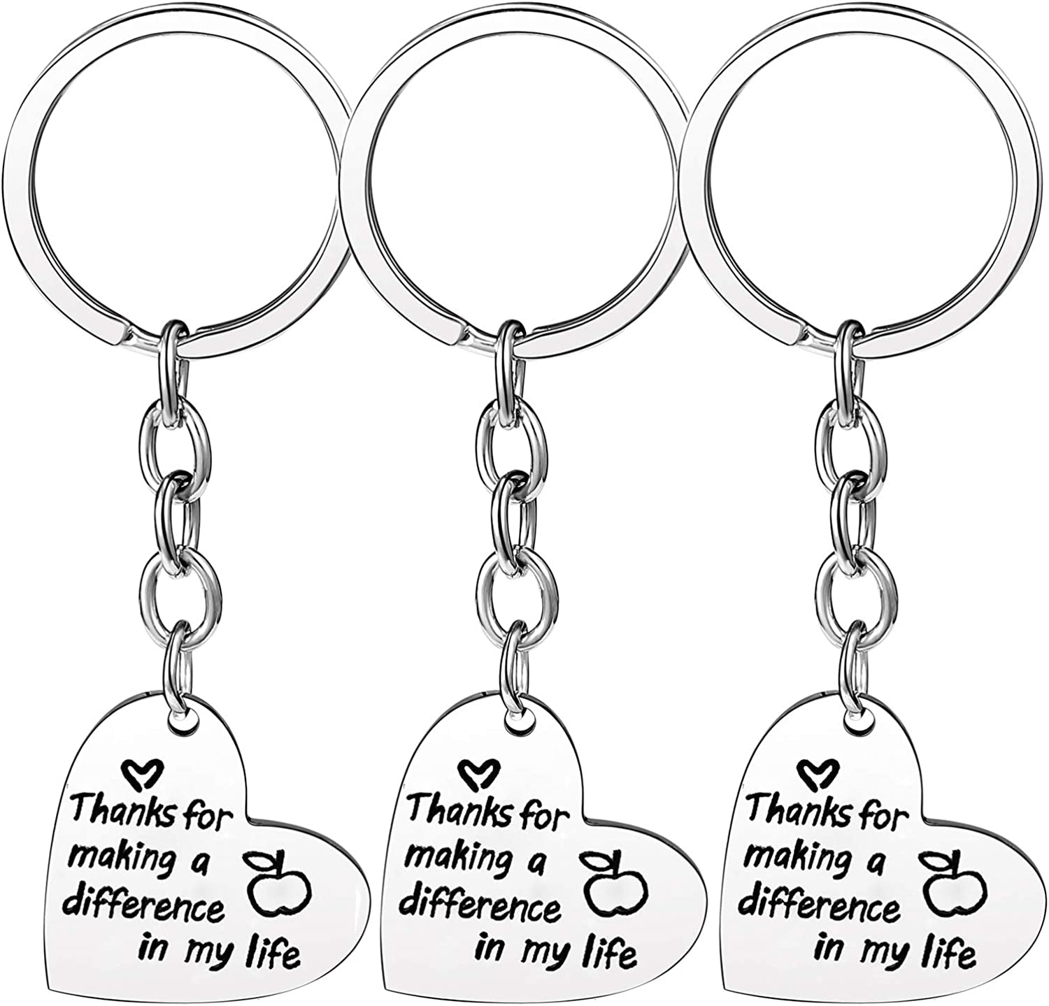 Pack of 3 Teacher Bangles Gifts for Teacher Open School Gifts for Teachers Thank You Bangle Bracelets Apparel & Accessories > Jewelry > Bracelets Nzztont 3PCs Keychain Heart Style 12- Thanks For Making A Difference In My Life  