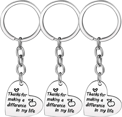 Pack of 3 Teacher Bangles Gifts for Teacher Open School Gifts for Teachers Thank You Bangle Bracelets Apparel & Accessories > Jewelry > Bracelets Nzztont 3PCs Keychain Heart Style 12- Thanks For Making A Difference In My Life  