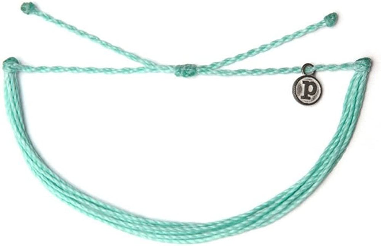 Pura Vida Jewelry Bracelets Solid Bracelet - 100% Waterproof and Handmade W/Coated Charm, Adjustable Band Apparel & Accessories > Jewelry > Bracelets Pura Vida Solid Seafoam  