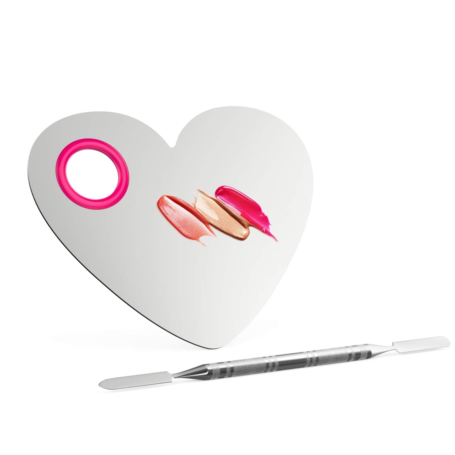 Luxspire Professional Makeup Palette Stainless Steel Heart Cosmetics Foundation Nail-Art Mixing Blending Make up Tools with Spatula for Eye Shadow, Eyelash, Lipsticks, Nail Art Health & Beauty > Personal Care > Cosmetics > Cosmetic Tools > Makeup Tools Luxspire Heart-shaped  