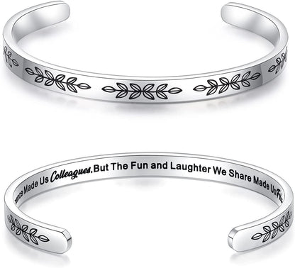 Aryahozel Motivational Cuff Bracelet for Women Girls, Personalized Jewelry Gifts for Her Daughter Mom Sister Niece Best Friends, Engraved Different Sayings Apparel & Accessories > Jewelry > Bracelets AryaHozel Coworker gifts-Chance made us colleagues…  