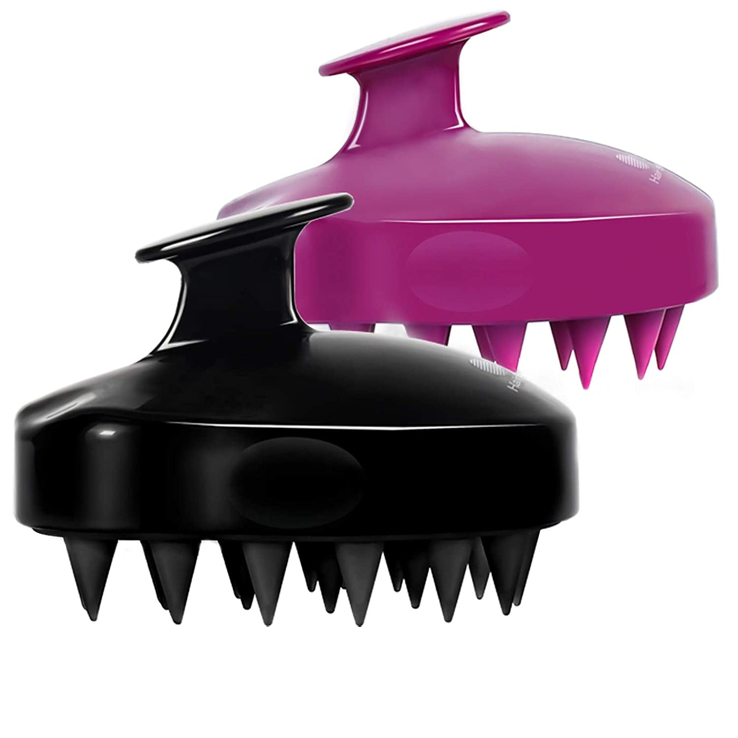 HEETA Hair Scalp Massager Shampoo Brush 2 Pack, Soft Silicone Bristles to Remove Dandruff, Waterproof Hair Scrubber for Both Wet Dry Hair, Suitable for Men & Women (Green & Black) Health & Beauty > Personal Care > Hair Care HEETA Black & Purple  