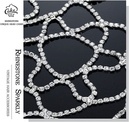 Fdesigner Crytsal Head Chain Silver Cap Headpieces Party Rhinestone Flapper Hairpieces Jewelry Gatsby Belly Dance Cleopatra Hair Accessories for Women Apparel & Accessories > Jewelry > Body Jewelry Fdesigner   