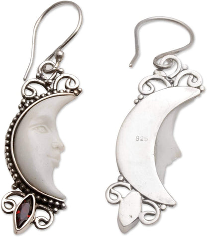 NOVICA Garnet .925 Sterling Silver Dangle Earrings, Natural Moonlight' Apparel & Accessories > Jewelry > Earrings NOVICA   