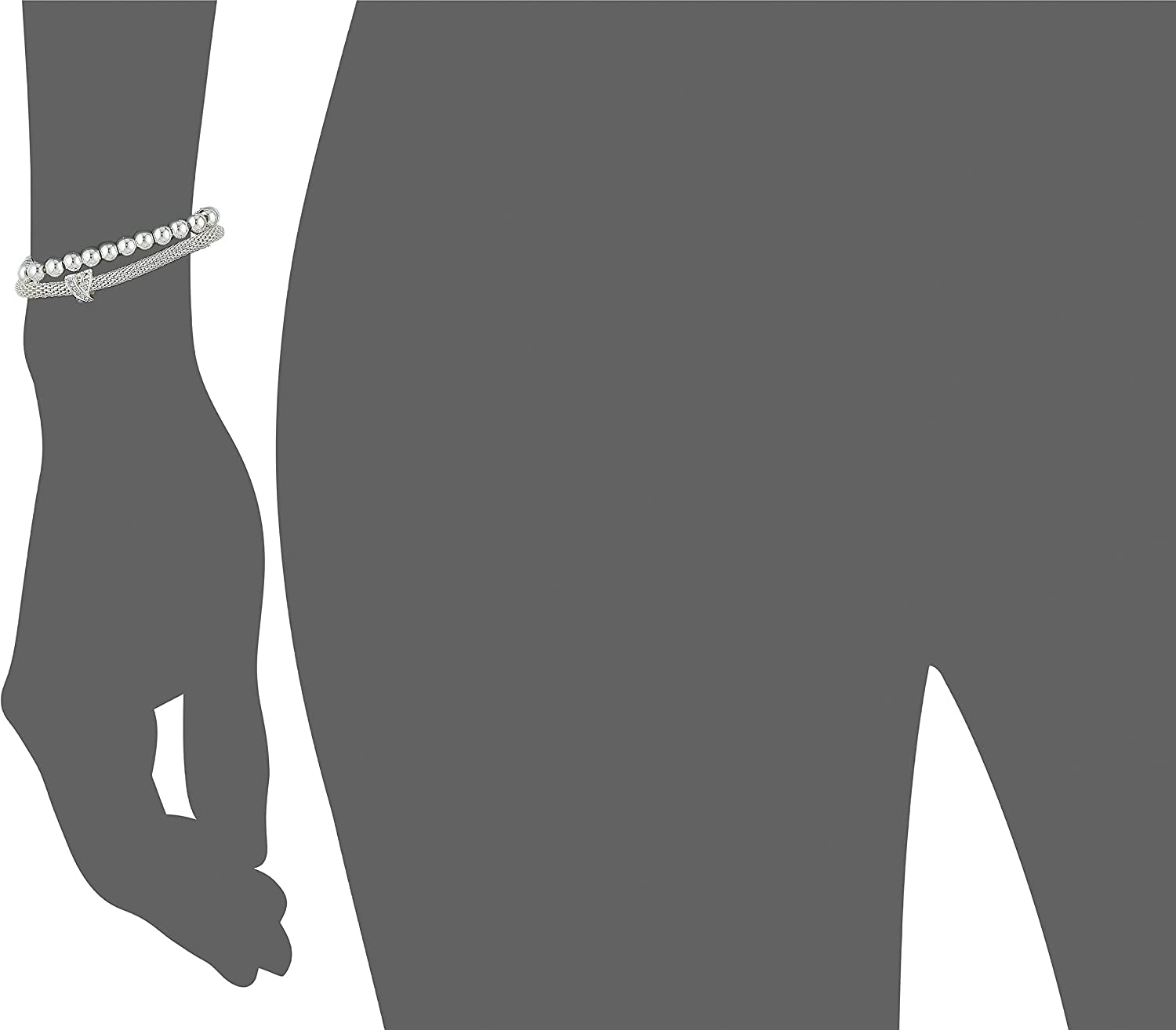 NINE WEST Silver-Tone 2 Row Stretch Bracelet Apparel & Accessories > Jewelry > Bracelets Nine West   