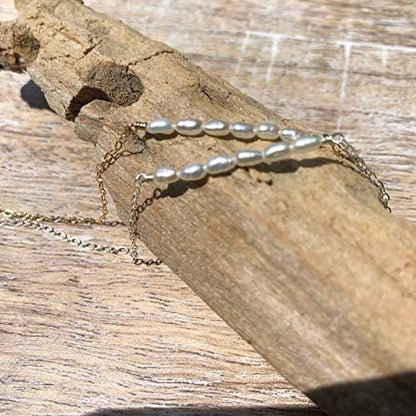 Mevecco Pearl Anklet Handmade 18K Gold Plated Dainty Boho Beach Cute Ankle Bracelet Adjustable Wafer Layered Turquoises Dangle Coins Foot Chain for Women Apparel & Accessories > Jewelry > Anklets Mevecco   