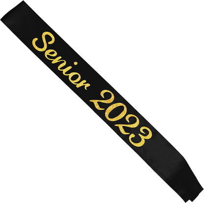Black Senior 2023 Satin Sash - 2023 Graduation Sash - Finally Graduated - Senior Cheer Sash - Cheerleader Sash - Competition Sash Apparel & Accessories > Clothing Accessories > Sashes Partyprops   