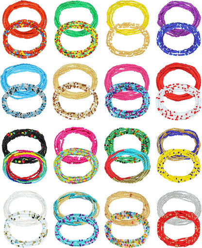 TOSGMY 32Pcs Colorful Waist Beads for Women Girls Belly Chain Body Jewelry Set Waist Chain Summer Bikini Body Chain Apparel & Accessories > Jewelry > Body Jewelry TOSGMY A  