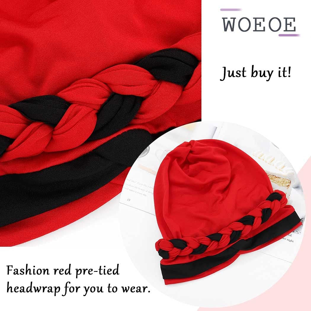 Woeoe Women African Turban India'S Hat Black Stretch Braid Head Wrap Apparel & Accessories > Clothing Accessories > Headwear Woeoe   