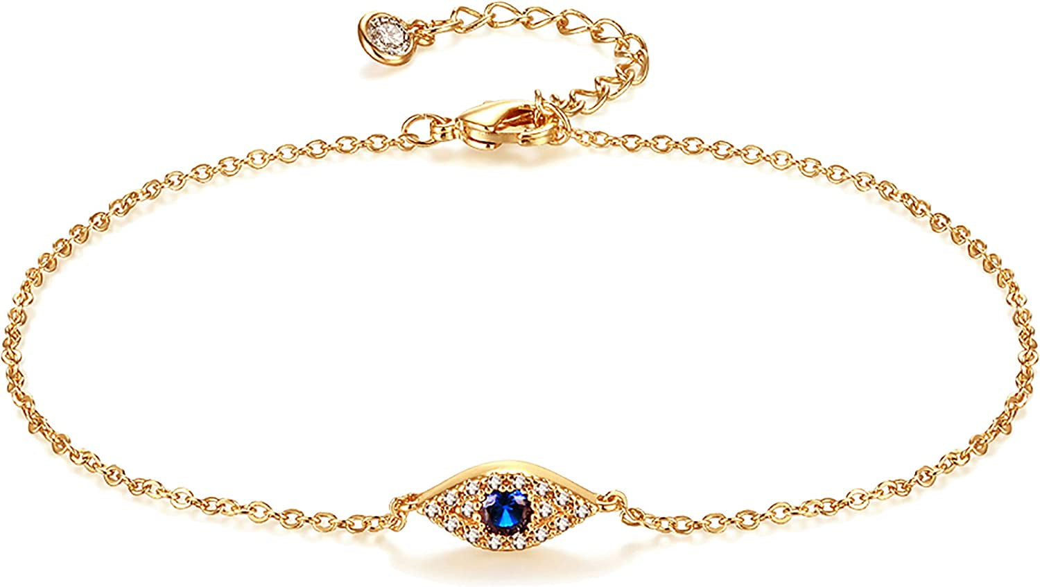 Dremmy Studios Simple Gold Chain Anklet,14K Gold/Silver Plated Dainty Summer Beach Anklets for Women Apparel & Accessories > Jewelry > Anklets DREMMY STUDIOS CZ Evil Eye  