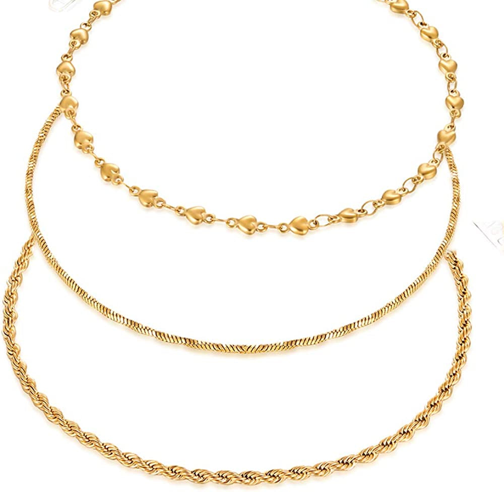 Hoduar Stainless Steel Anklet for Women, Non-Fading Dainty Heart Ankle Bracelets Foot Chain Jewelry for Women Apparel & Accessories > Jewelry > Anklets hoduar g:golden snake  