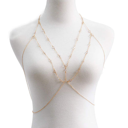 Asooll Layer Crystal Body Chain Rhinestone Bra Beach Bikini Chains Harness Chain Party Nightclub Body Accessories Jewelry for Women and Girls (Gold) Apparel & Accessories > Jewelry > Body Jewelry Asooll   