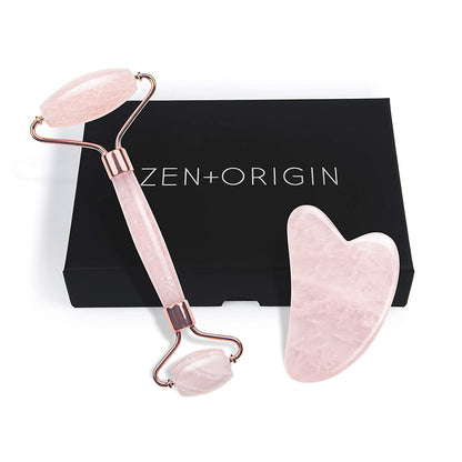 Rose Quartz Roller and Gua Sha Set, 100% Natural Rose Quartz Stone Face Roller, Anti-Wrinkle Anti-Aging Skin Care Tool, Facial Roller, Face Massager for Skin Firming and Stress Relief, Rose Gold Health & Beauty > Personal Care > Cosmetics > Cosmetic Tools > Skin Care Tools ZEN + ORIGIN   