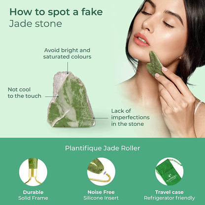 Premium Certified Jade Roller Gift and Gua Sha Set - Includes anti Aging Face Roller and Gua Sha Facial Tool - Face Massager for Your Skincare Routine by Plantifique Health & Beauty > Personal Care > Cosmetics > Cosmetic Tools > Skin Care Tools PLANTIFIQUE   