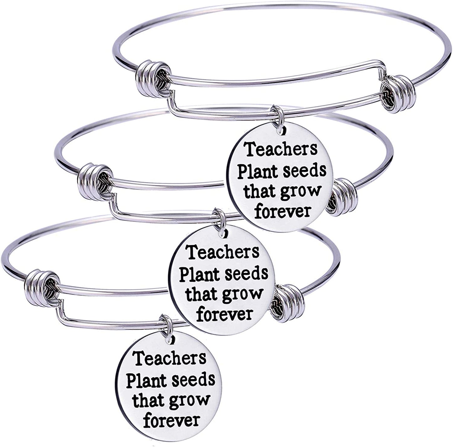 Pack of 3 Teacher Bangles Gifts for Teacher Open School Gifts for Teachers Thank You Bangle Bracelets Apparel & Accessories > Jewelry > Bracelets Nzztont Style 06  