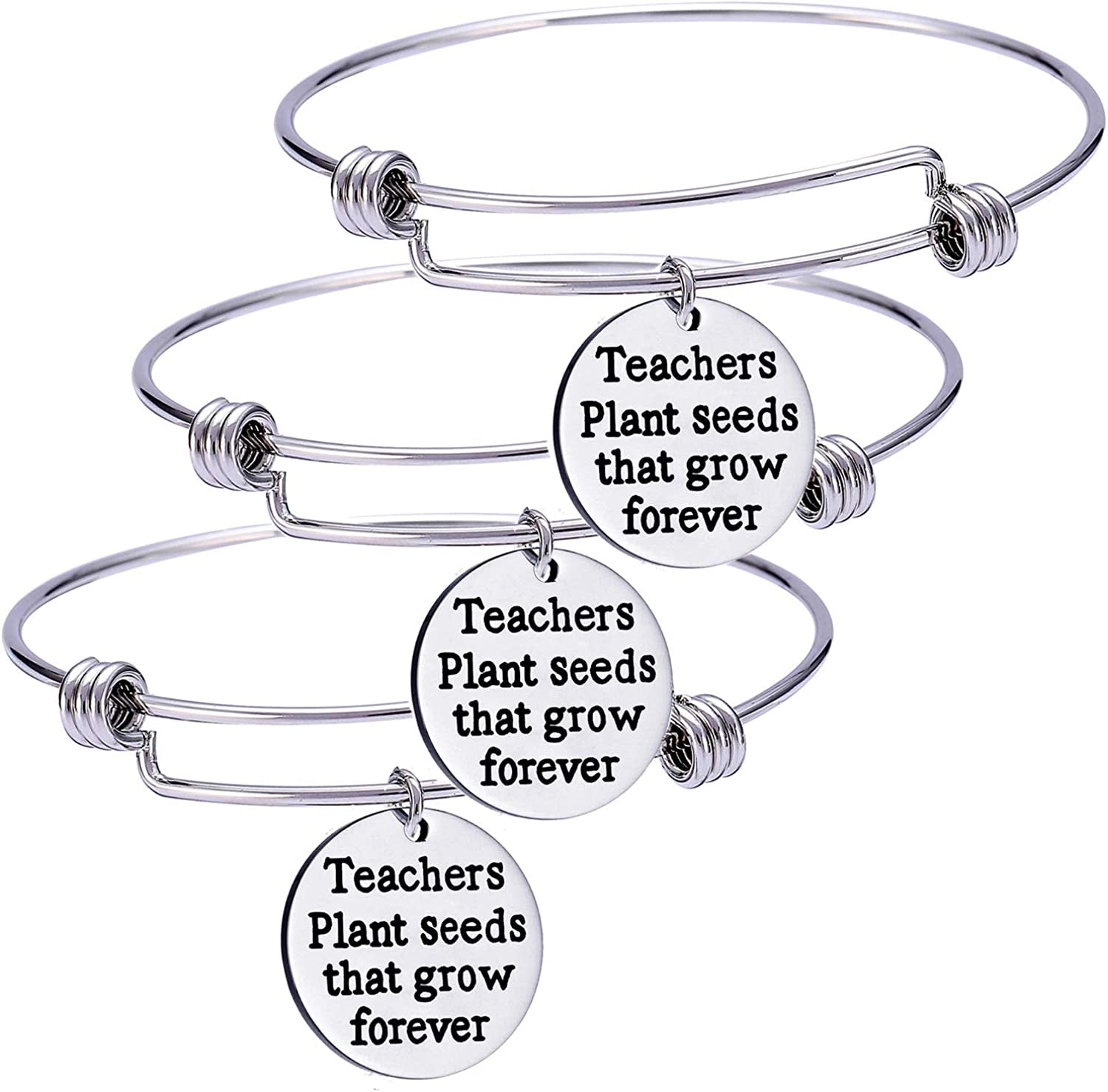 Pack of 3 Teacher Bangles Gifts for Teacher Open School Gifts for Teachers Thank You Bangle Bracelets Apparel & Accessories > Jewelry > Bracelets Nzztont Style 06  