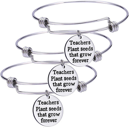 Pack of 3 Teacher Bangles Gifts for Teacher Open School Gifts for Teachers Thank You Bangle Bracelets Apparel & Accessories > Jewelry > Bracelets Nzztont Style 06  
