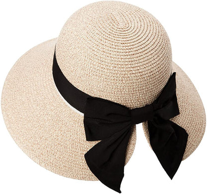 Comhats Womens Floppy Summer Sun Beach Straw Hat UPF50 Foldable Wide Brim 55-60Cm Apparel & Accessories > Clothing Accessories > Hats Comhats 89015_beige Medium 