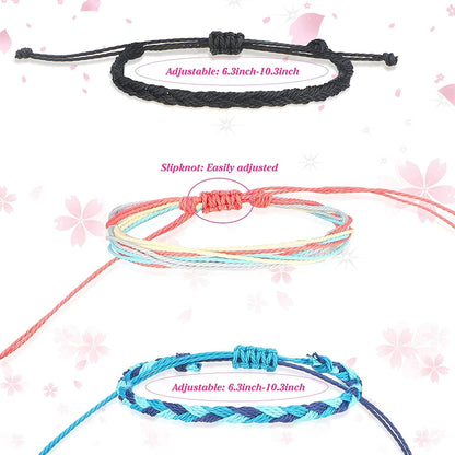 33 Pieces Summer Rope Bracelets Set for Women Sunflower Bracelets Surfer Strand Wave Bracelet Adjustable Friendship Bracelet Handmade Braided Beach Ankle Bracelets Ocean Jewelry for Women Girls Apparel & Accessories > Jewelry > Bracelets Hicarer   