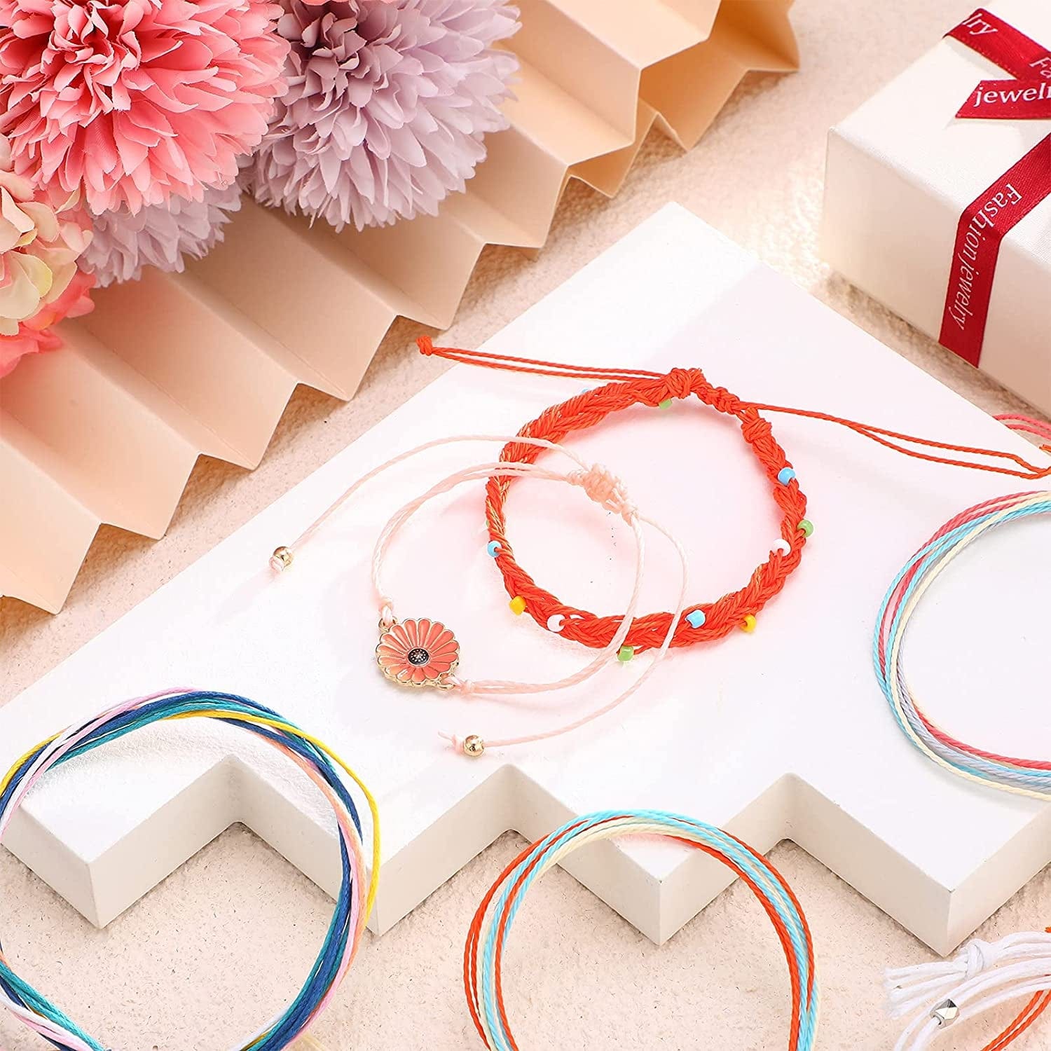 33 Pieces Summer Rope Bracelets Set for Women Sunflower Bracelets Surfer Strand Wave Bracelet Adjustable Friendship Bracelet Handmade Braided Beach Ankle Bracelets Ocean Jewelry for Women Girls Apparel & Accessories > Jewelry > Bracelets Hicarer   