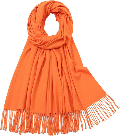 RIIQIICHY Women'S Scarf Pashmina Shawls and Wraps for Evening Dress Bridesmaid Wedding Bridal Winter Warm Long Large Scarves Apparel & Accessories > Clothing Accessories > Scarves & Shawls RIIQIICHY Orange  