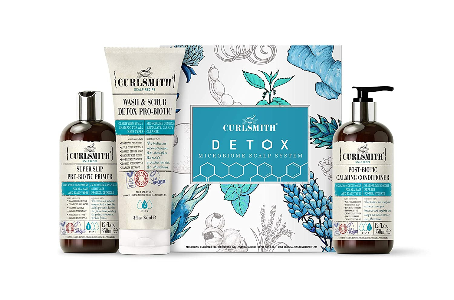 Curlsmith - Detox Kit - Vegan Microbiome Scalp System for Any Hair Type (2 X 12 Fl Oz, 1 X 8 Fl Oz) Health & Beauty > Personal Care > Hair Care CURLSMITH   