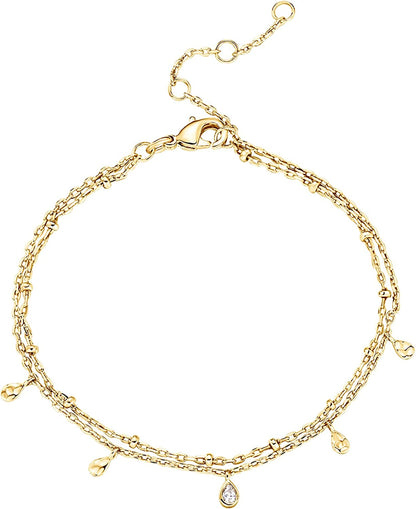 PAVOI 14K Gold Plated Paperclip/Curb/Figaro Chain Adjustable Bracelet for Women Apparel & Accessories > Jewelry > Bracelets PAVOI Double yellow gold plated 