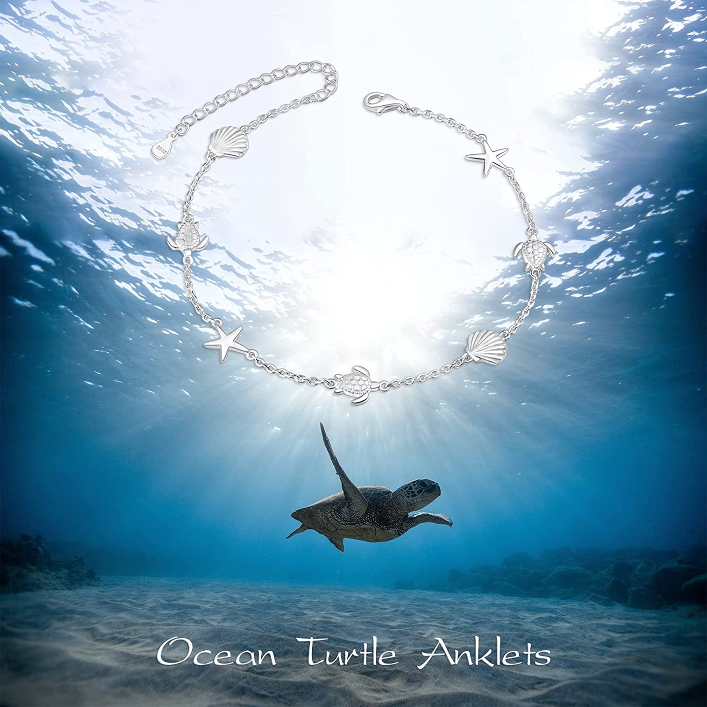 BEILIN 925 Sterling Silver Seabeach Anklets for Women Teen Girls Ocean Ankle Bracelets for Women Apparel & Accessories > Jewelry > Anklets BEILIN   