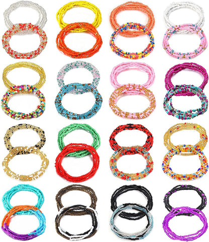 KOHOTA 32PCS Waist Beads for Women Colorful Summer Body Chains Belly Beads Bikini Jewelry Chains Bead Waist Chains Set-16Packs Apparel & Accessories > Jewelry > Body Jewelry KOHOTA Set B  